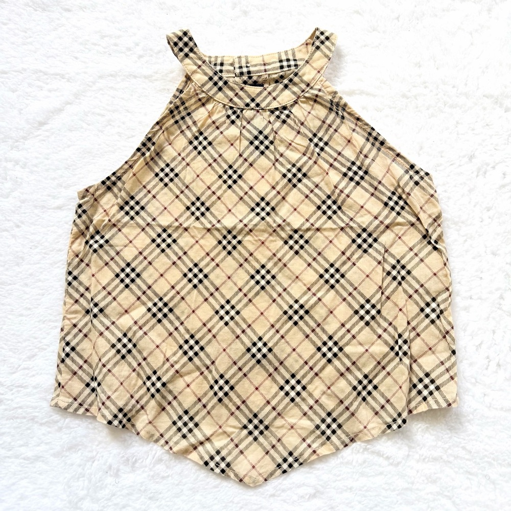 Burberry Baby Girl Nova Check Holder neck Tops 2T 24m Toddler Kids Beige Plaid